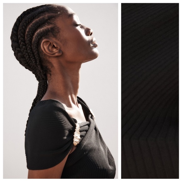 NWT Zara Black Knit Golden Brooch Top. Size L. - Picture 3 of 10